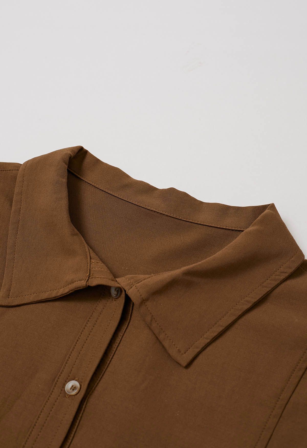 Minimalist Front Pocket Button Down Shirt in Caramel