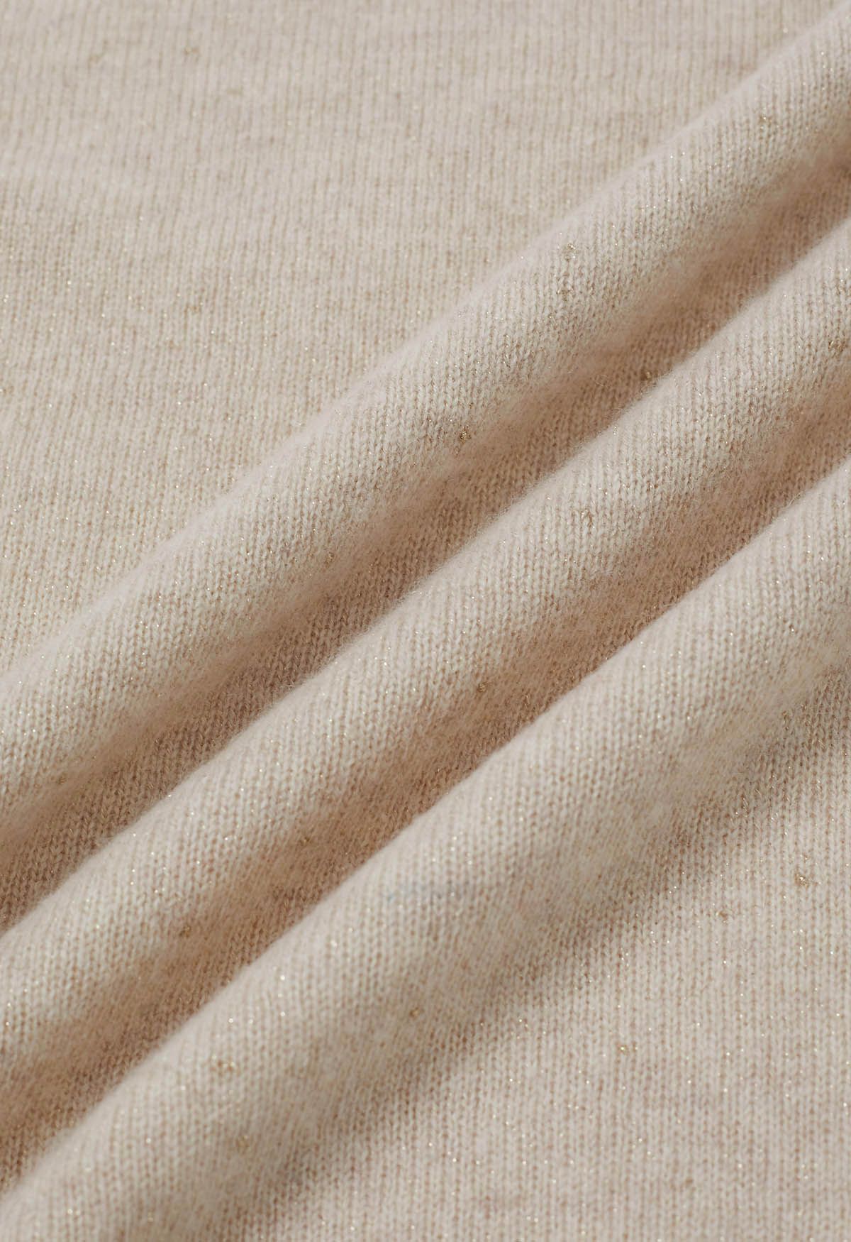 Integral Metallic Thread Mock Neck Wool Sweater in Oatmeal