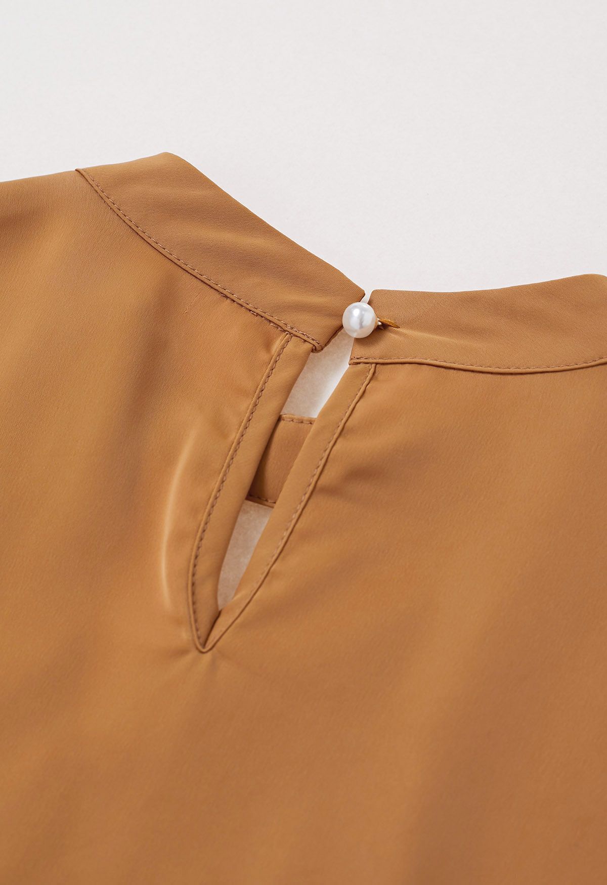 Pearly Organza Bowknot Satin Top in Pumpkin