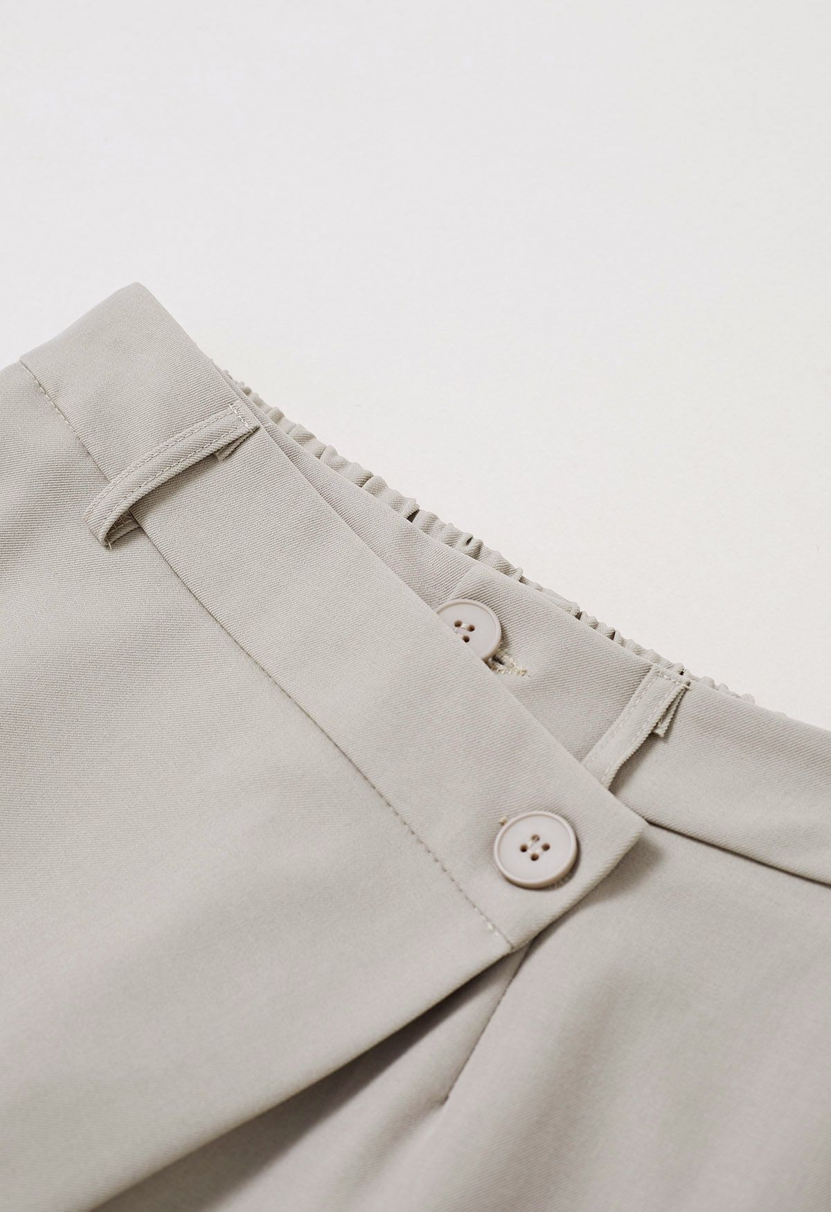 Asymmetric Flap Buttoned Straight-Leg Pants in Linen