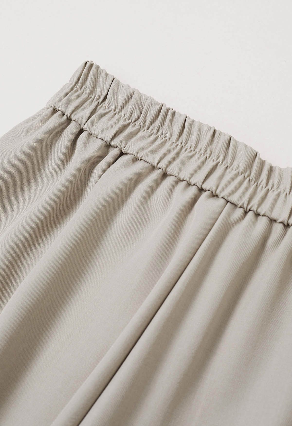 Asymmetric Flap Buttoned Straight-Leg Pants in Linen