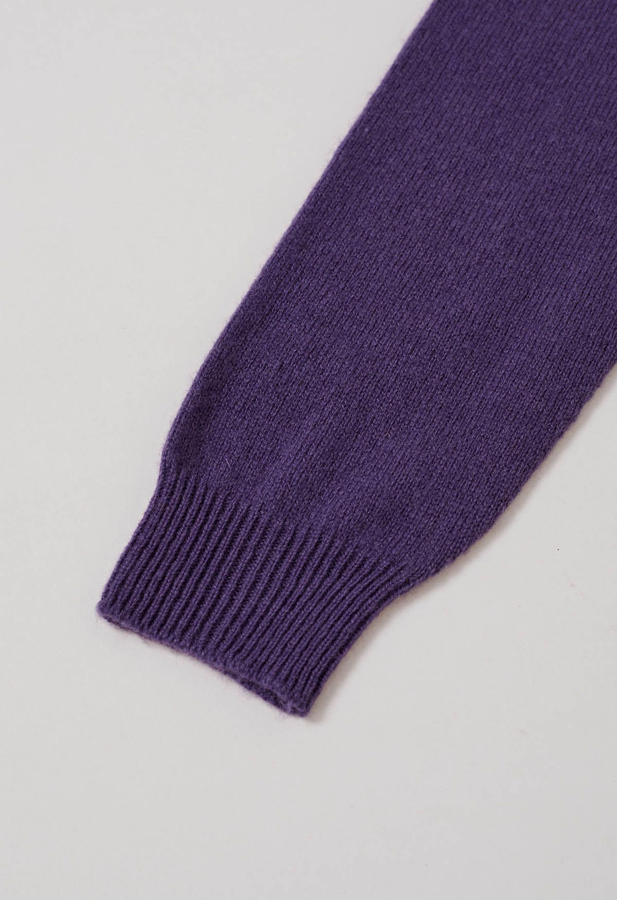 Heartwarming Mock Neck Long-Sleeve Wool Sweater in Purple