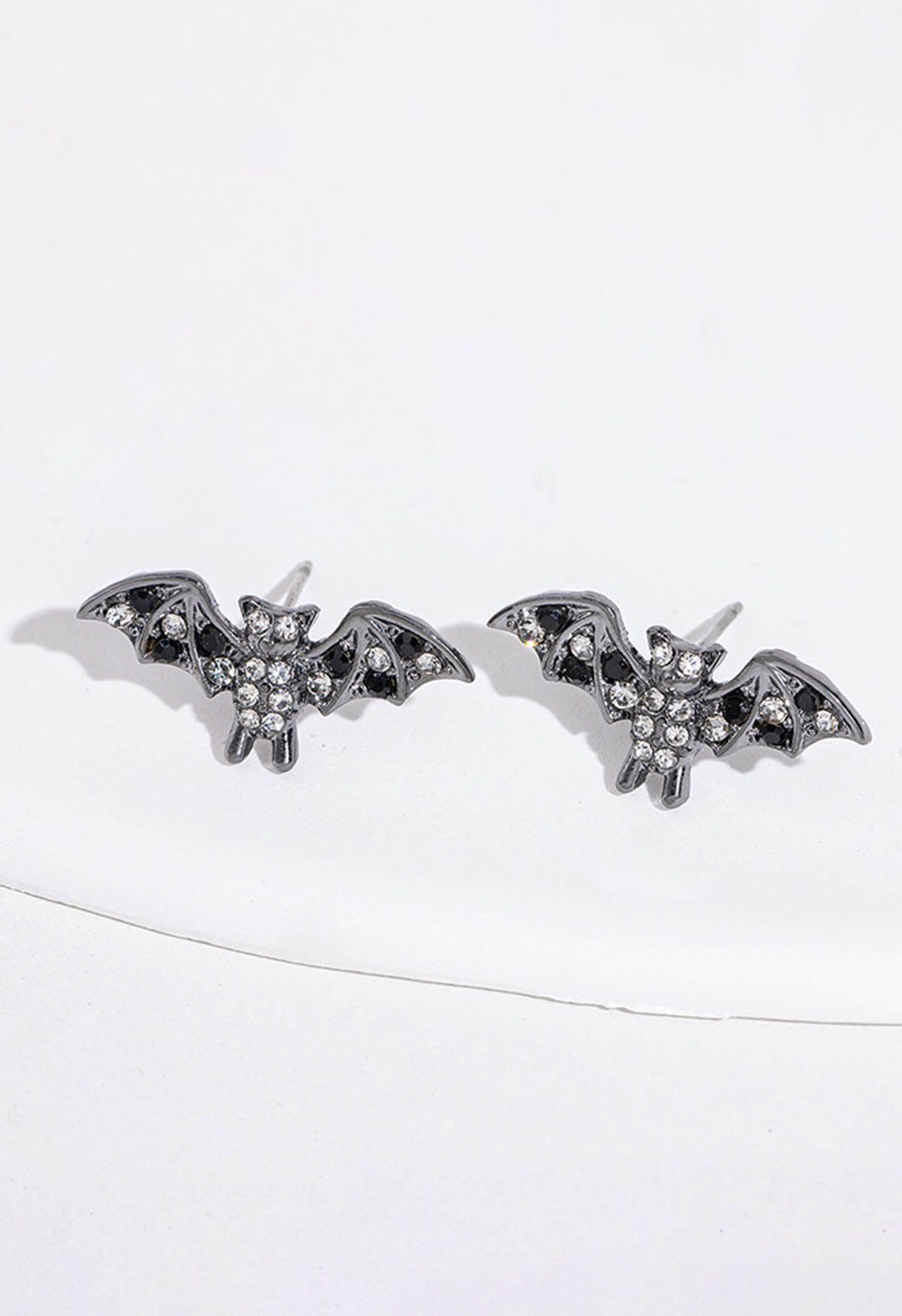 Rhinestone Bat Stud Earrings