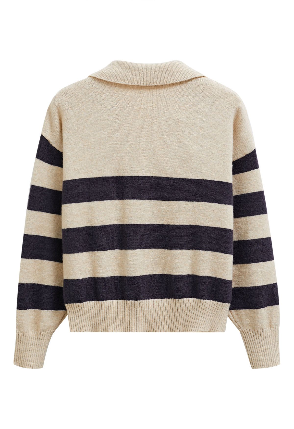 Casual Stripe V-Neck Knit Sweater