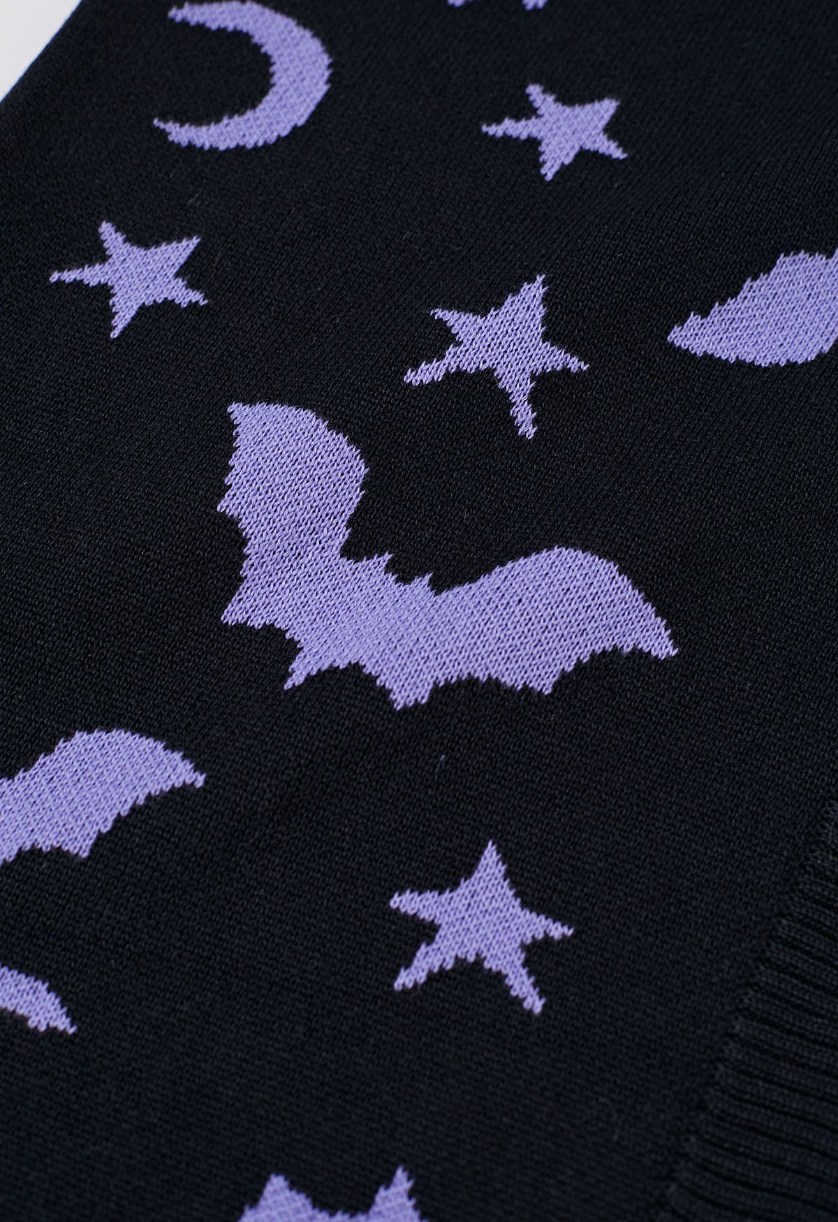 Moonlit Bats and Stars Open Front Knit Cardigan in Black