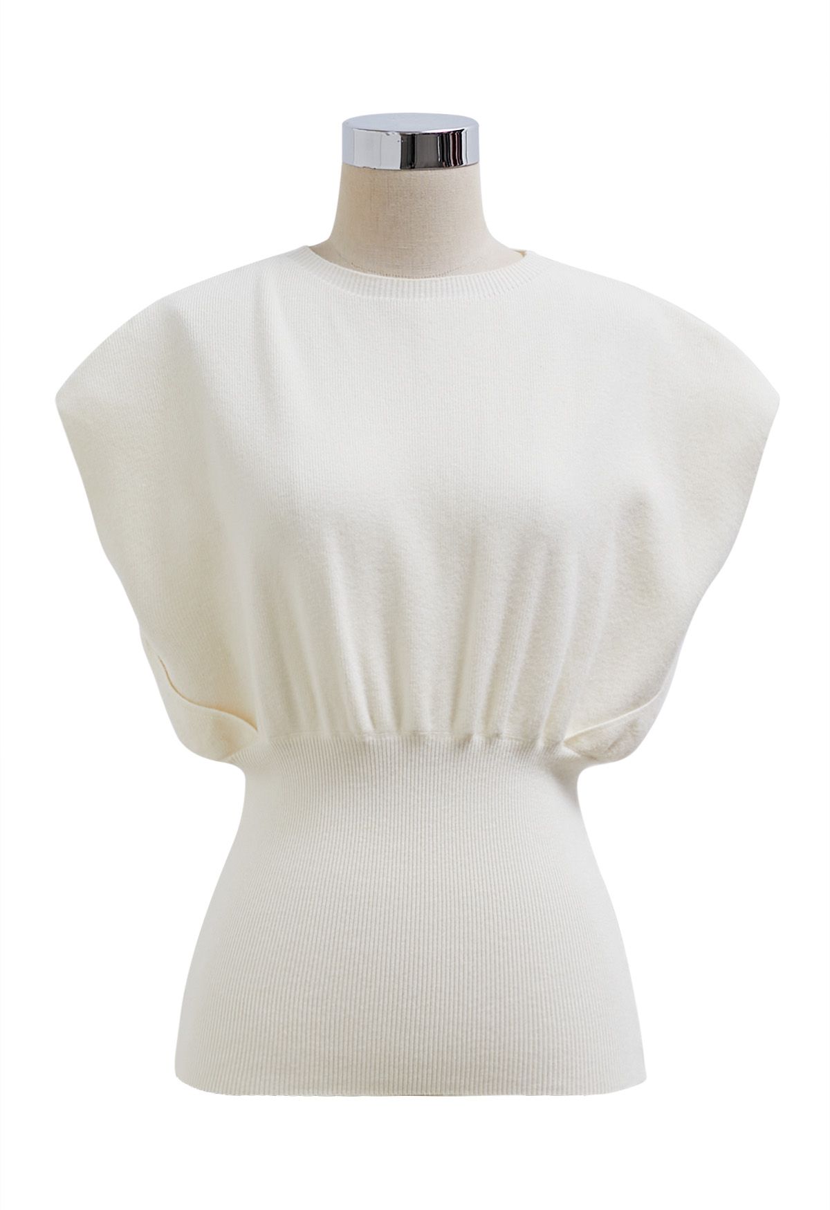 Gentle Knit Top and Belted High Waist Skirt Set in Cream