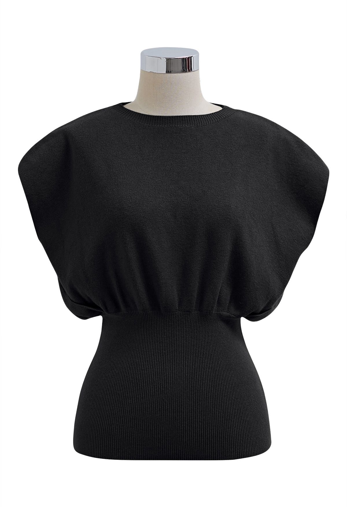 Gentle Knit Top and Belted High Waist Skirt Set in Black