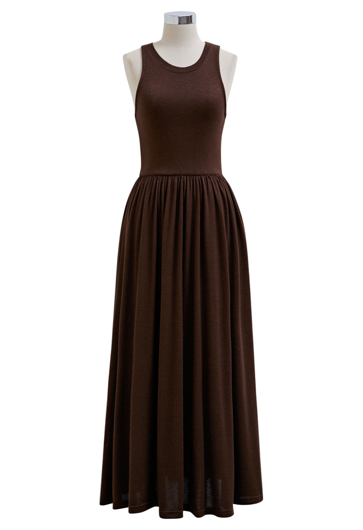 Limitless Charm Twist Front Knit Twinset Dress in Brown