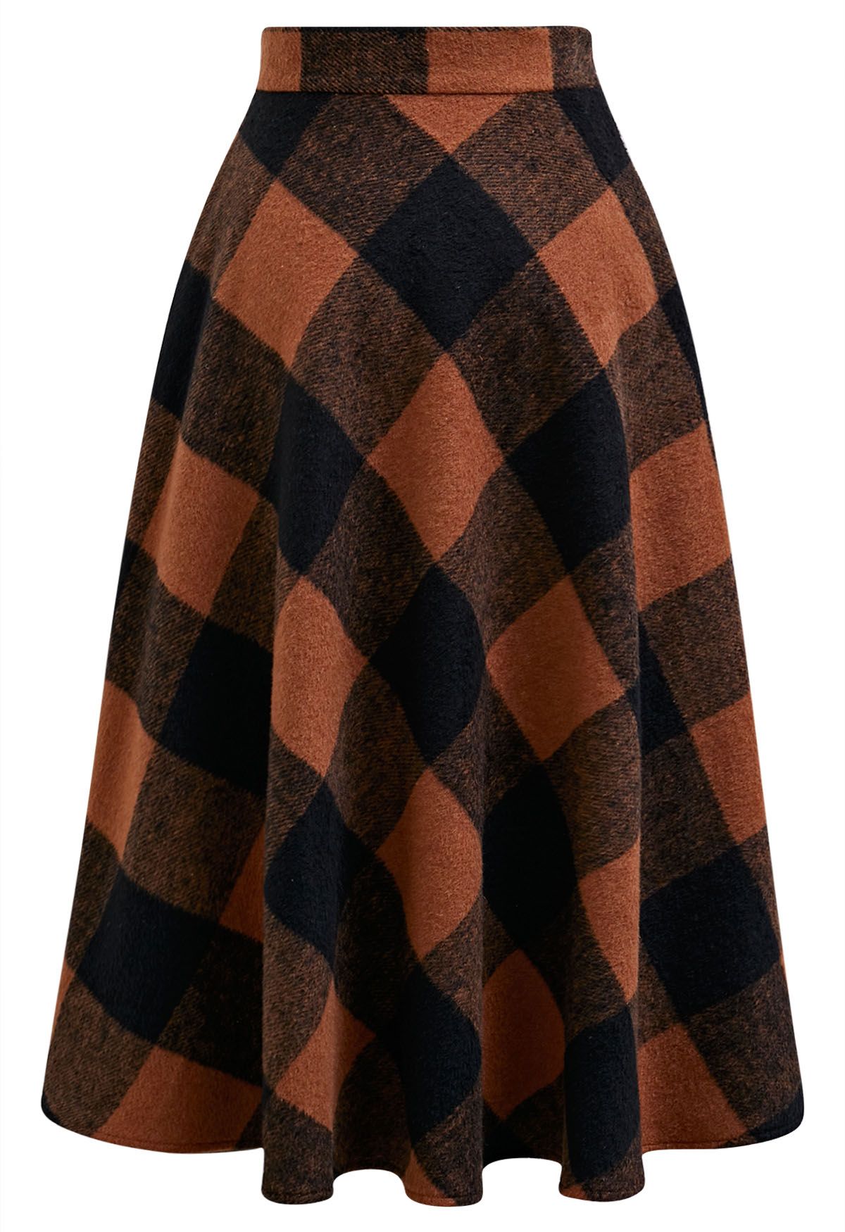 Rustic Fall Charm Check Flare Skirt