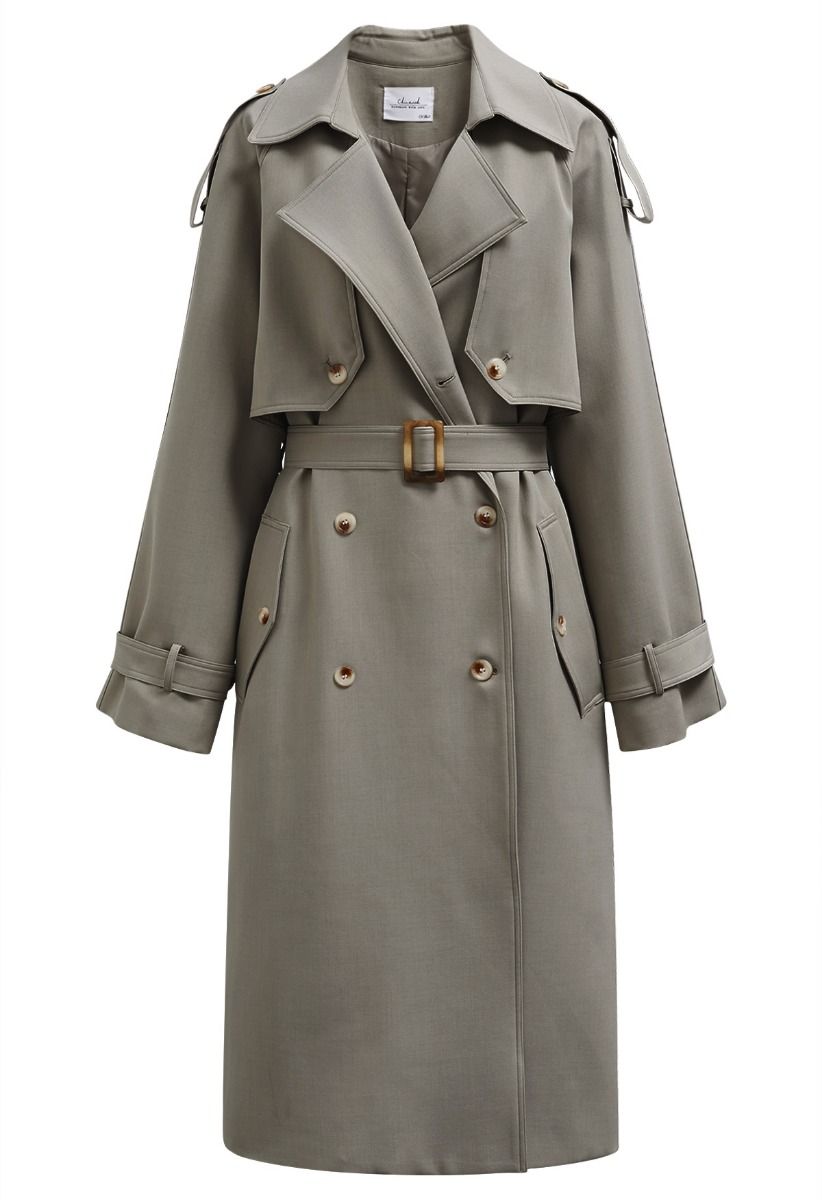 New Icon Double-Breasted Trench Coat in Taupe