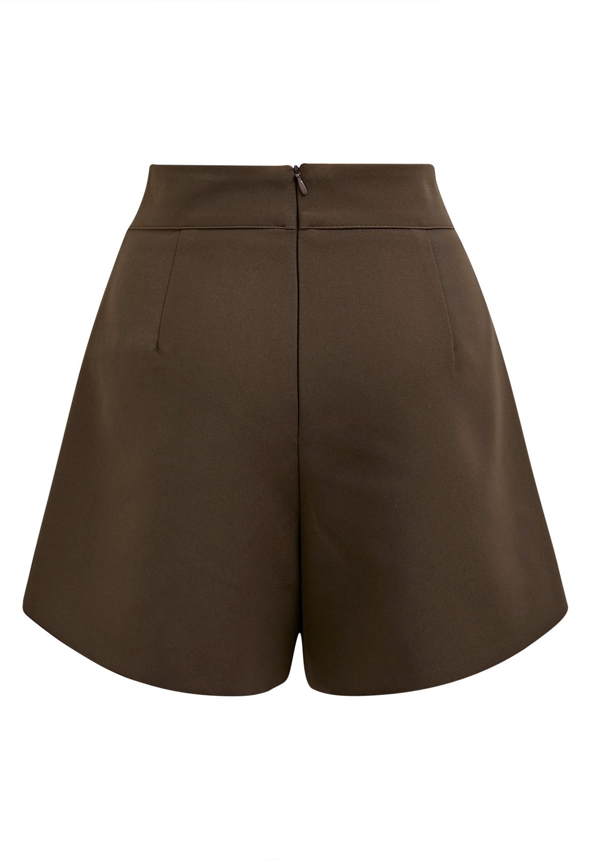 Urban Ease Golden Button Flap Shorts in Brown