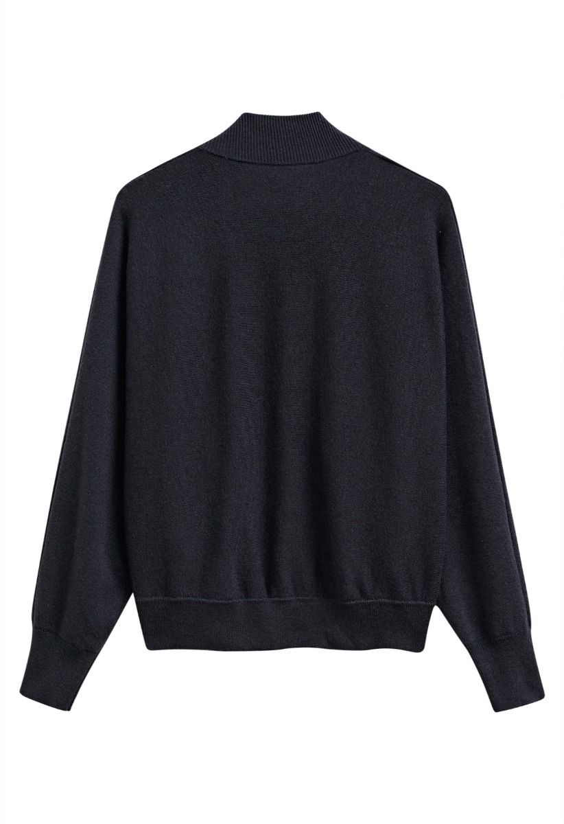 Minimalist Open-Front Ribbed Edge Knit Cardigan in Smoke