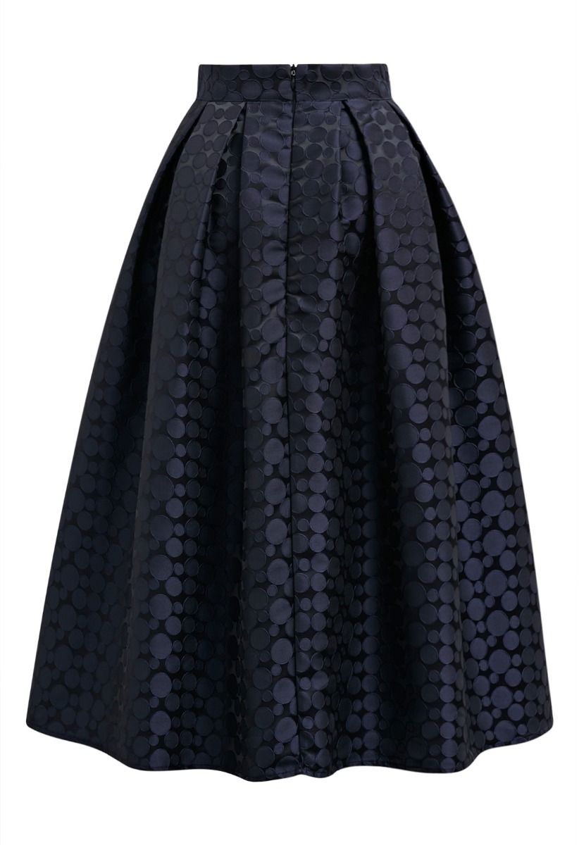 Statement Dots Jacquard Pleated Midi Skirt