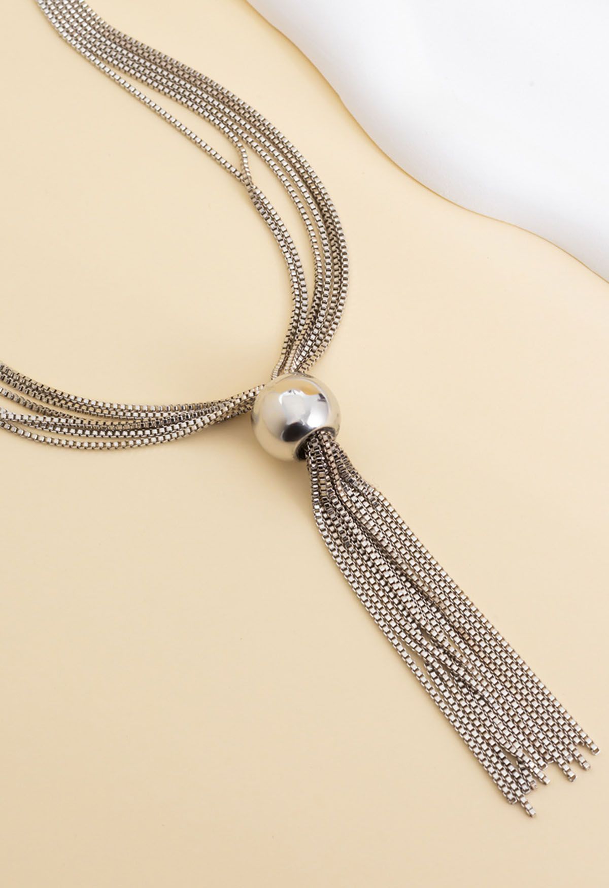 Multi-Layered Tassel Necklace in Silver