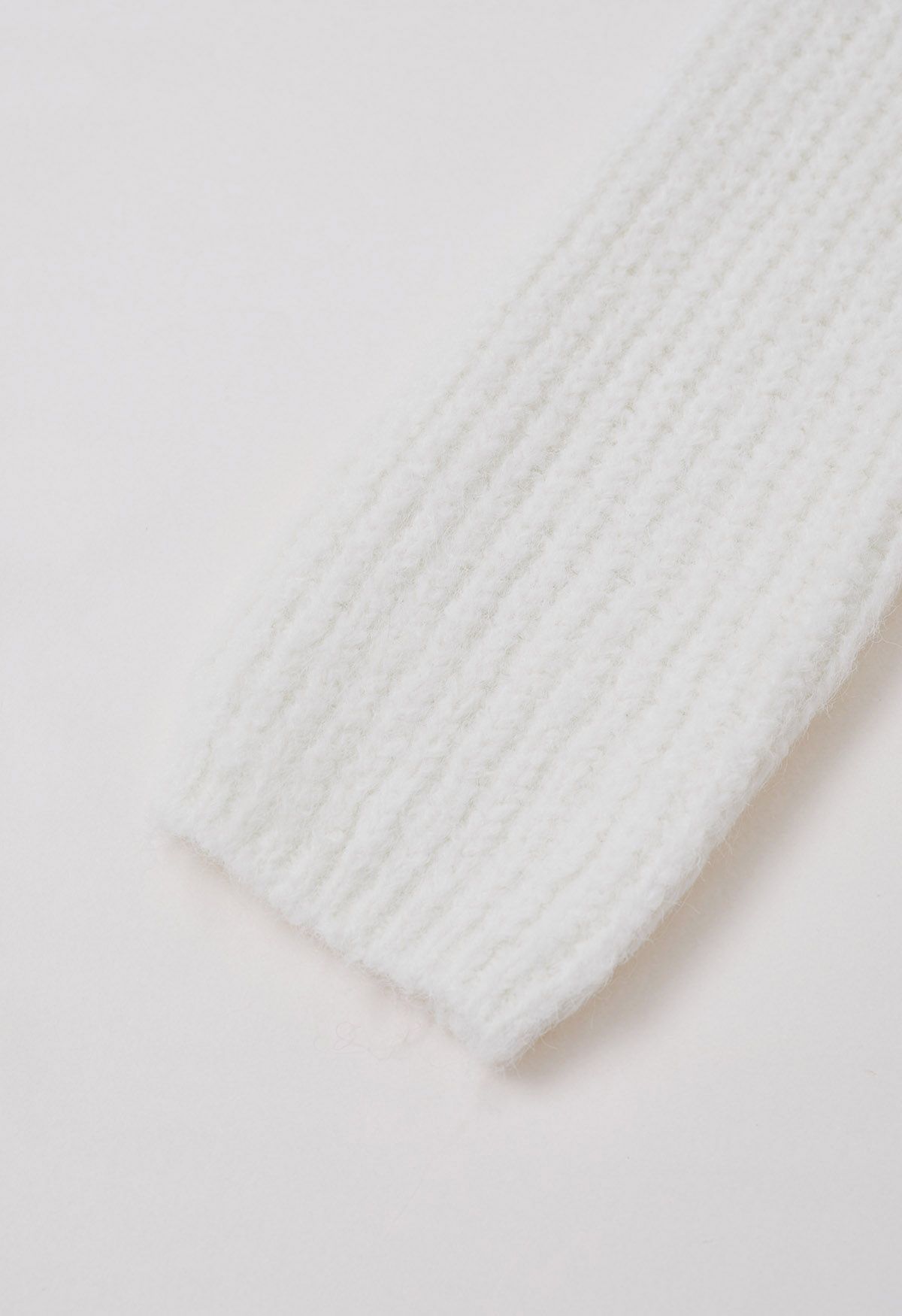 Solid Color Rib Knit Sweater in Ivory