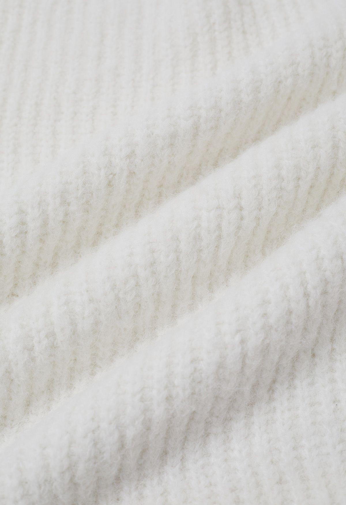 Solid Color Rib Knit Sweater in Ivory