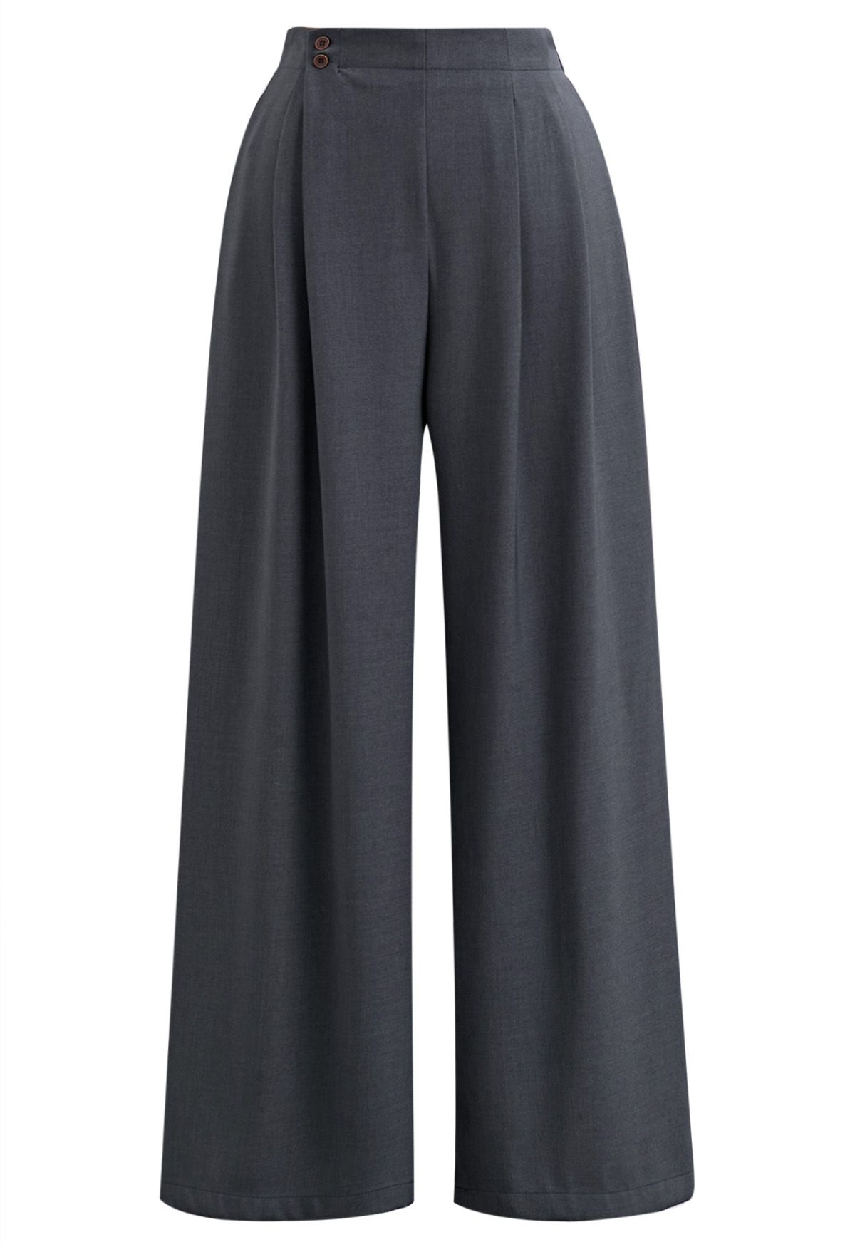 Effortless Polished Buttoned Pleats Palazzo Pants in Grey