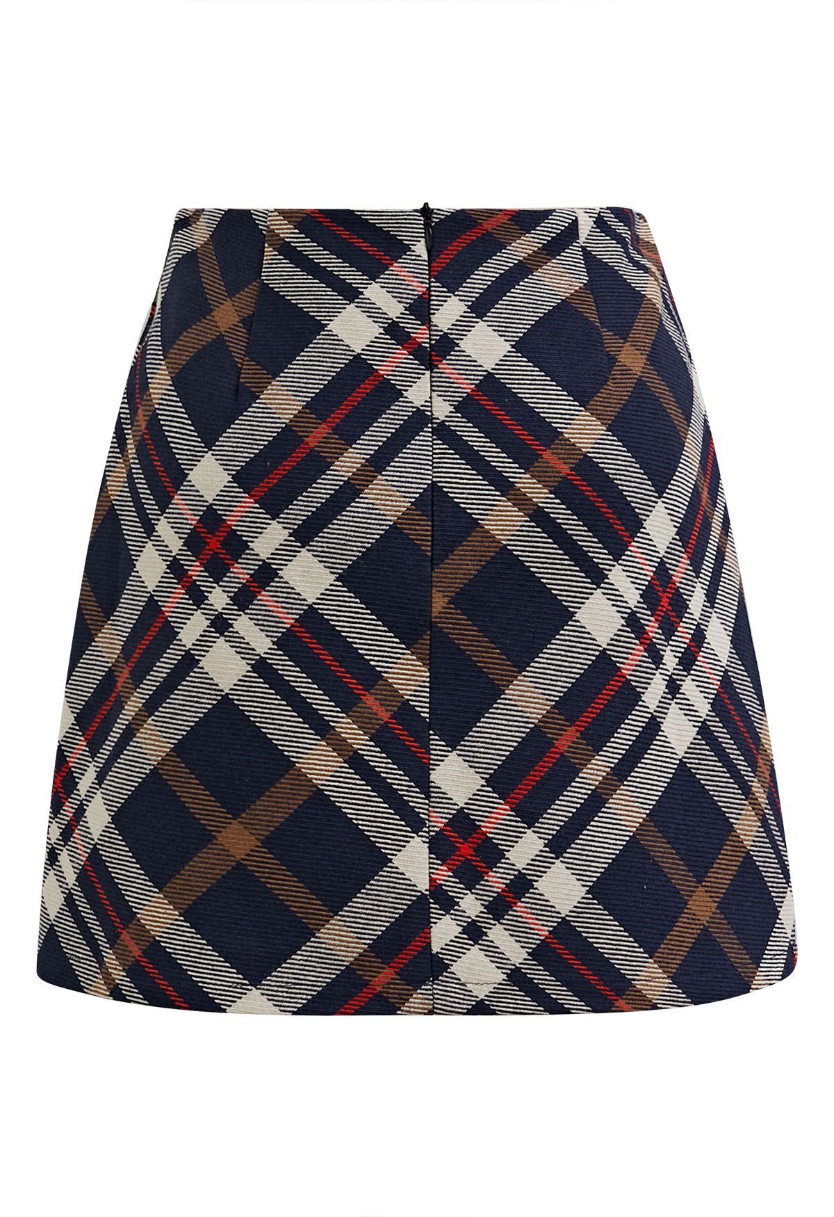 Trendy Plaid Mini Bud Skirt