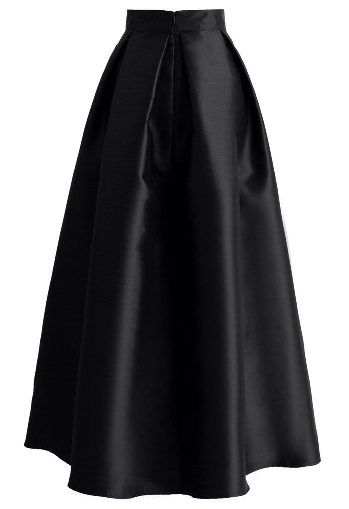 Luxurious Night Bowknot Pleated A-Line Skirt in Black