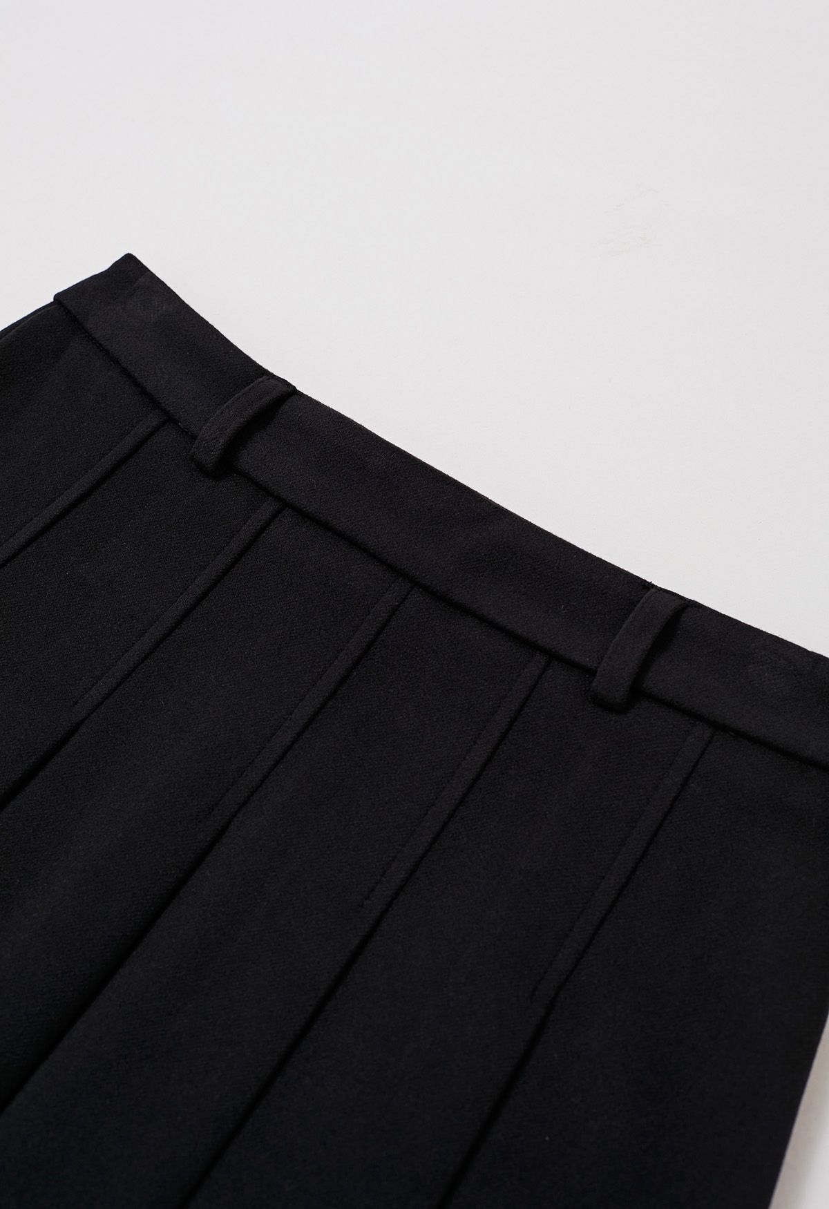 All Seasons Belted Pleated Midi Skirt in Black