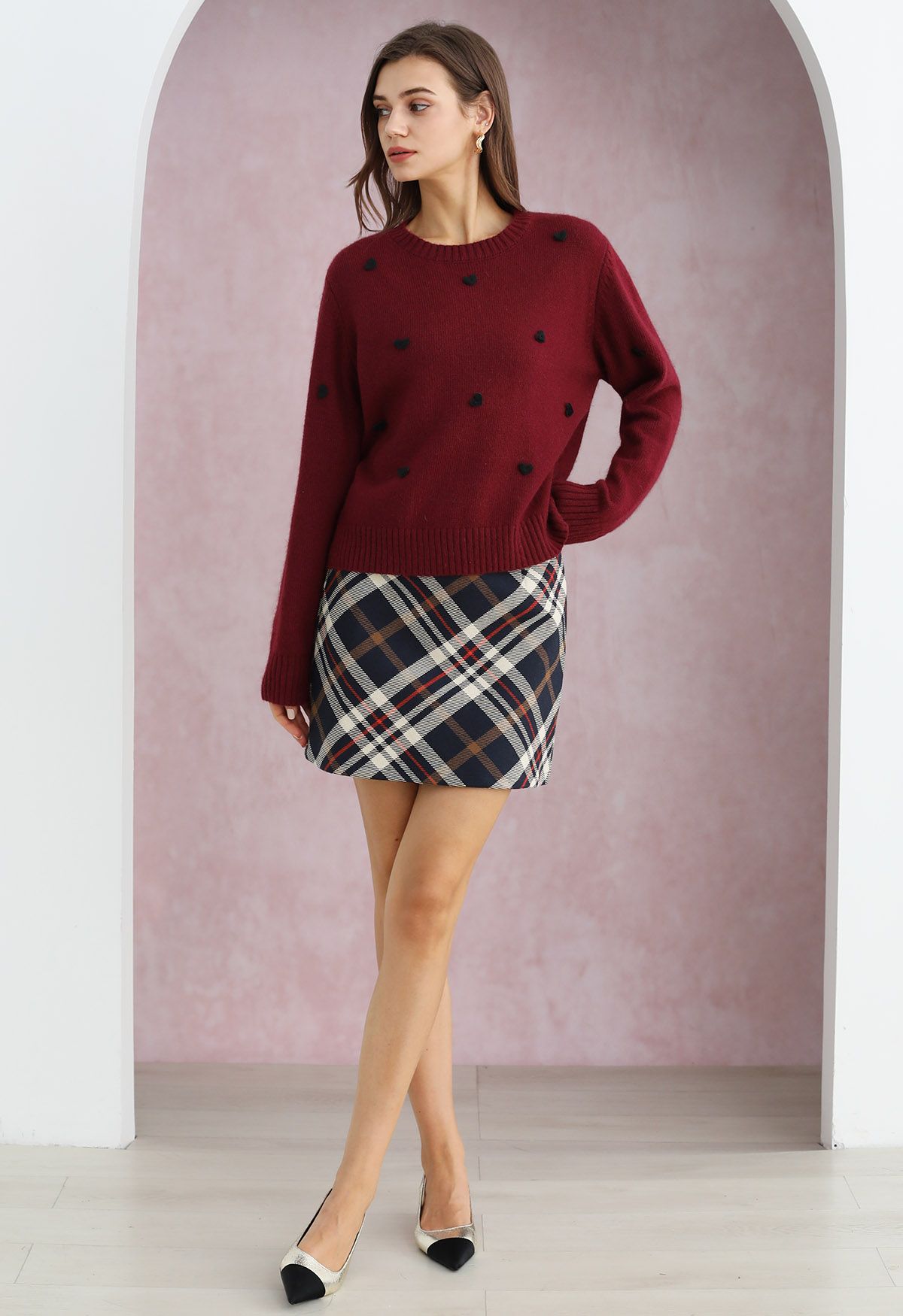 Trendy Plaid Mini Bud Skirt