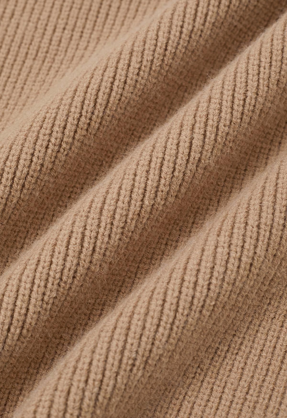 Double-Breasted Sleeveless Knit Dress and Cardigan Set in Tan