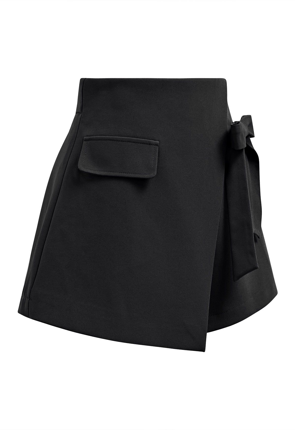 Statement Bowknot Flap Mini Skorts in Black