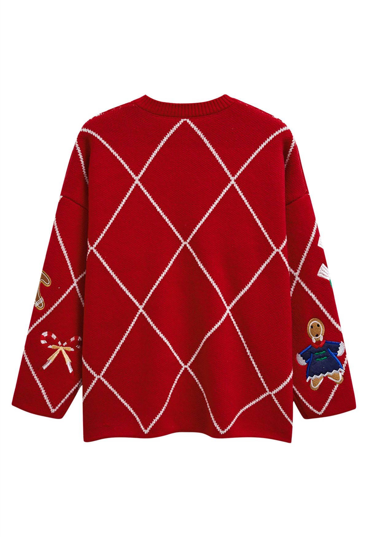 Cheer Christmas Gingerbread Buttoned Knit Cardigan in Red