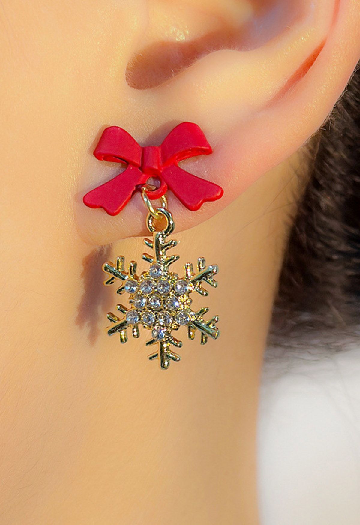 Festive Bowknot Snowflake Earrings