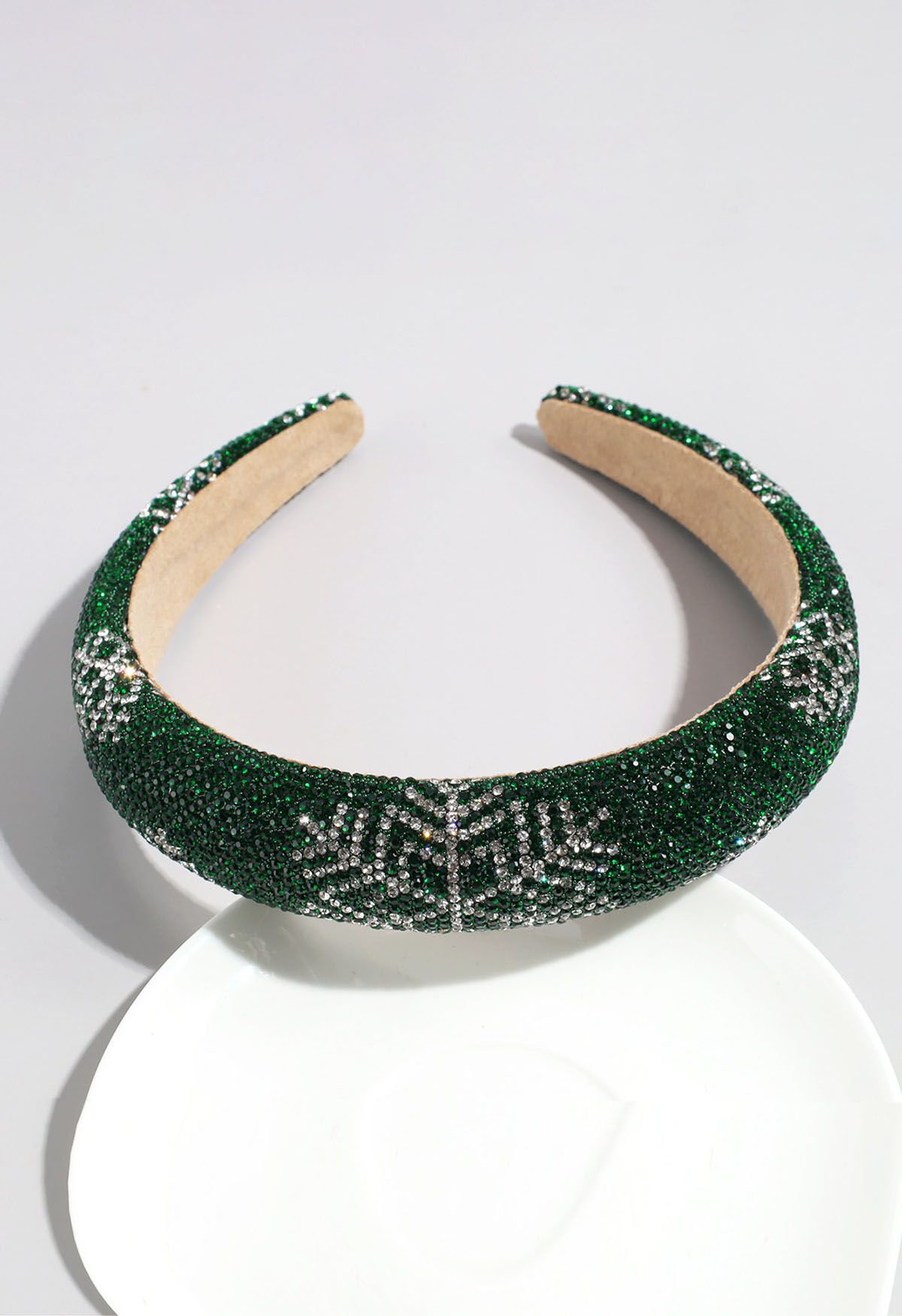 Snowflake Rhinestone Sponge Headband in Green