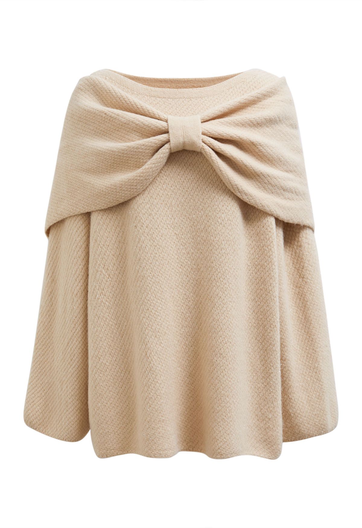 Bowknot 2 Pieces Metallic Mix Knit Sweater Dress in Sand