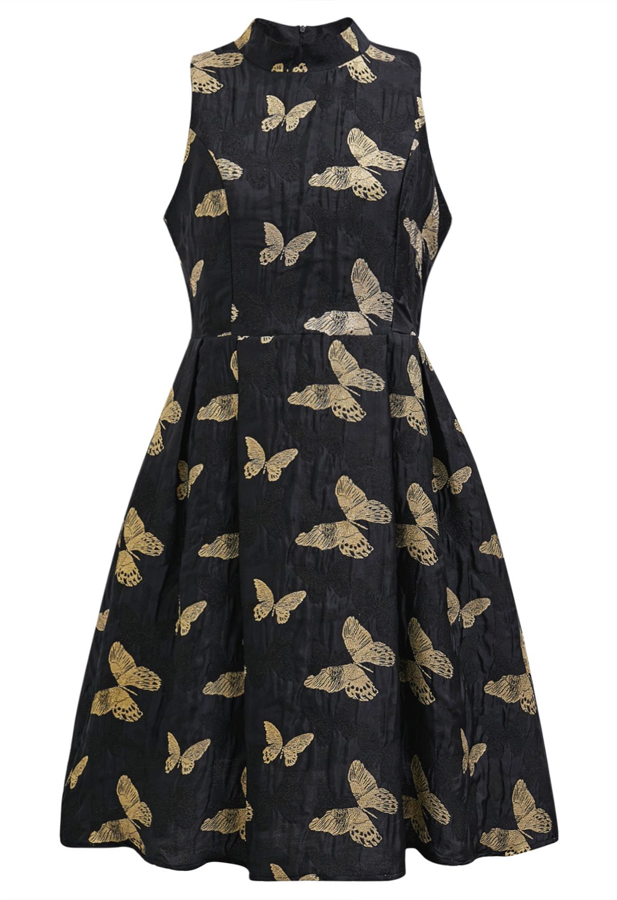 Exquisite Butterfly Jacquard Sleeveless Dress