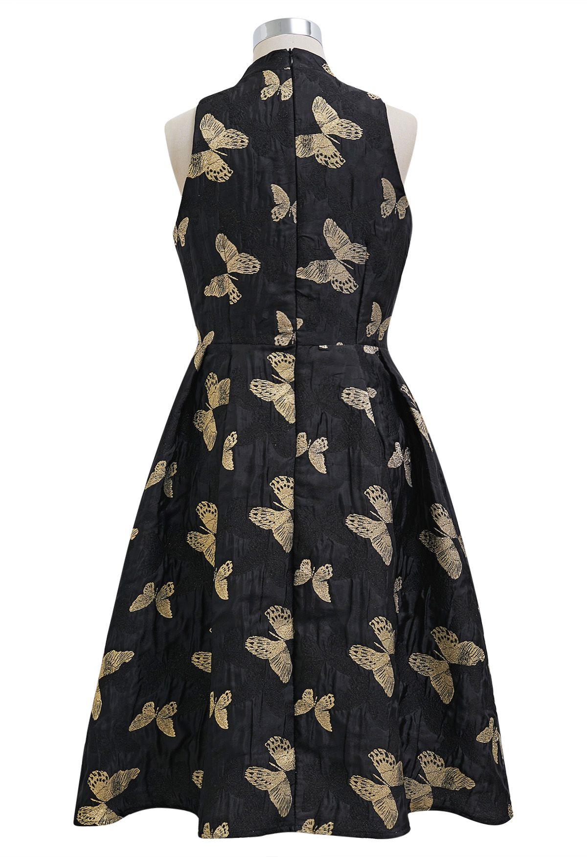 Exquisite Butterfly Jacquard Sleeveless Dress