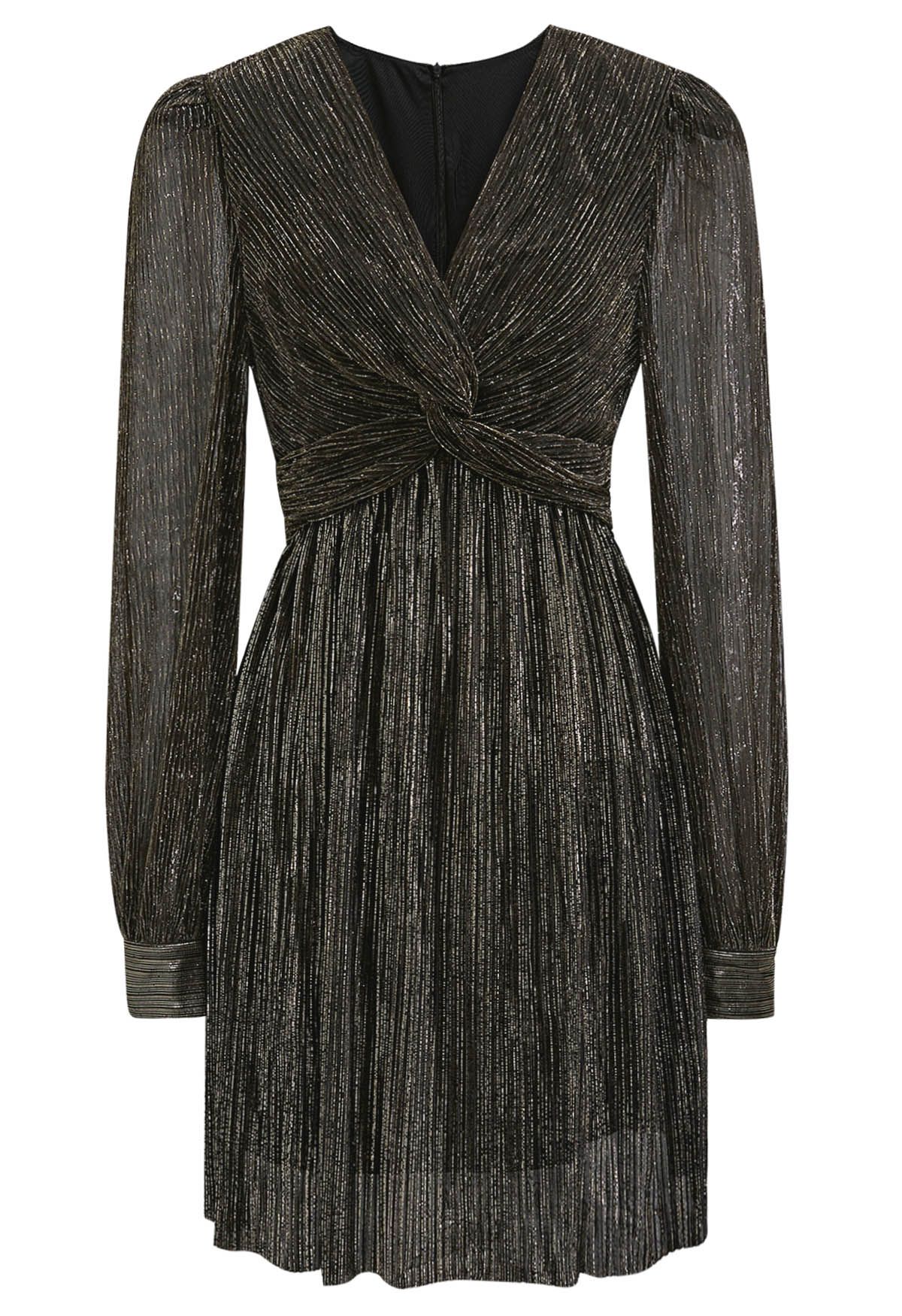 Glamorous Twist Metallic Cocktail Dress in Black