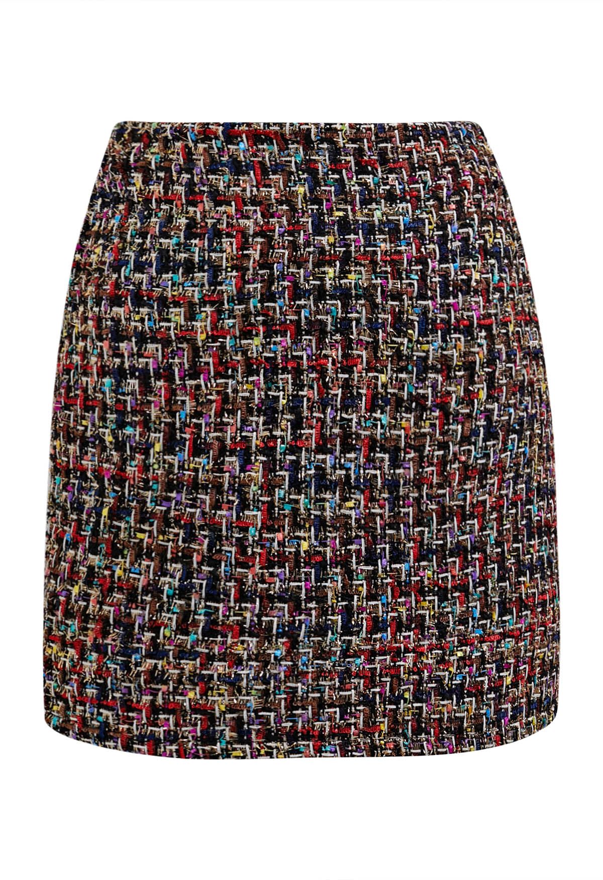 Confetti Tweed Metallic Mini Bud Skirt