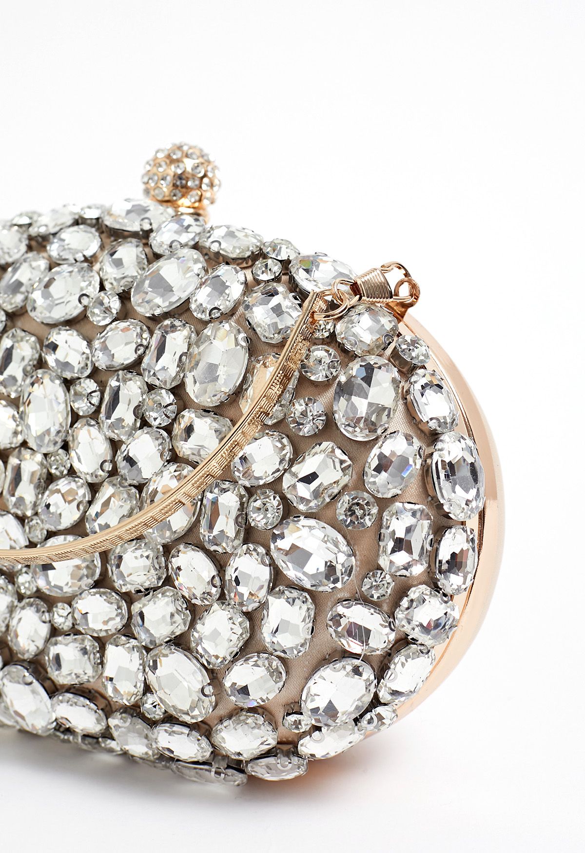 Sparkly Rhinestones Oval Clutch in Champagne