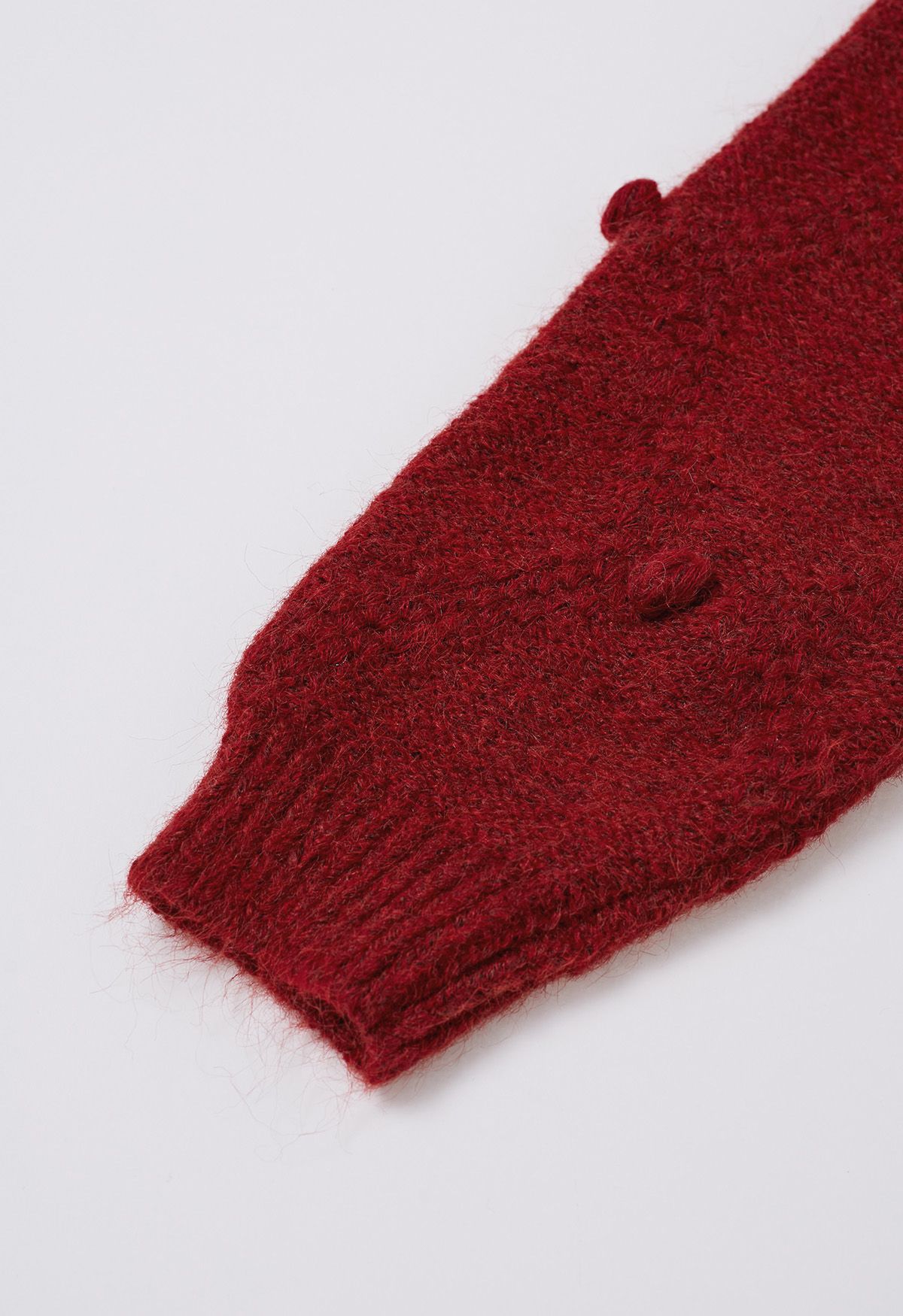 Diamond Pom-Pom Knit Sweater in Red