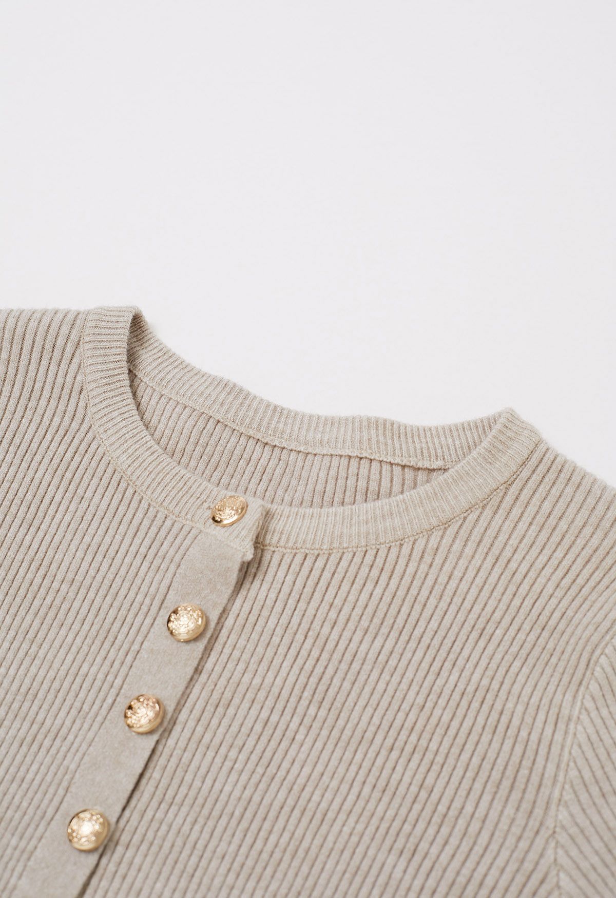 Chic Sense Button-Up Ribbed Knit Cardigan in Oatmeal