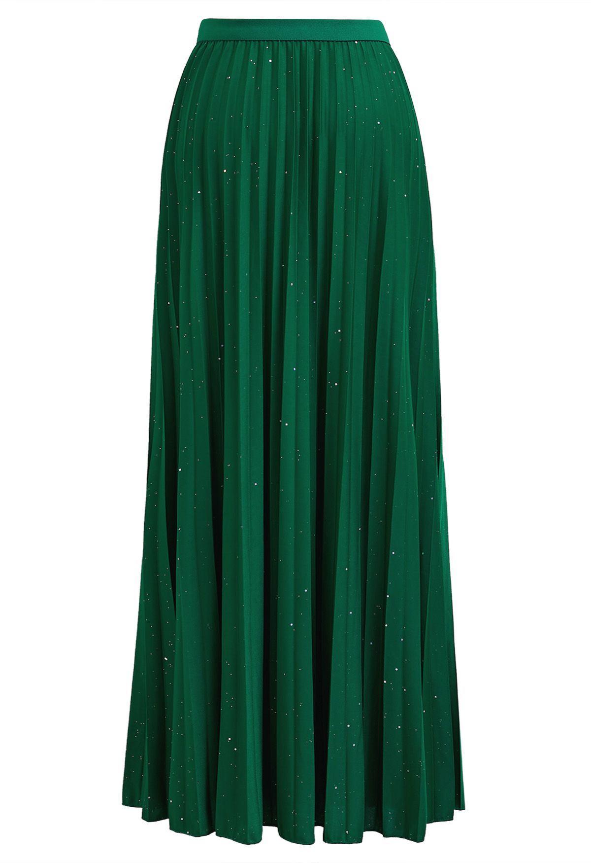 Twinkling Night Pleated Maxi Skirt in Green