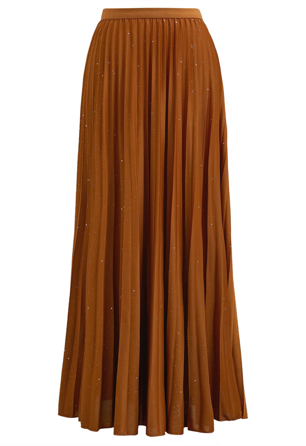 Twinkling Night Pleated Maxi Skirt in Pumpkin