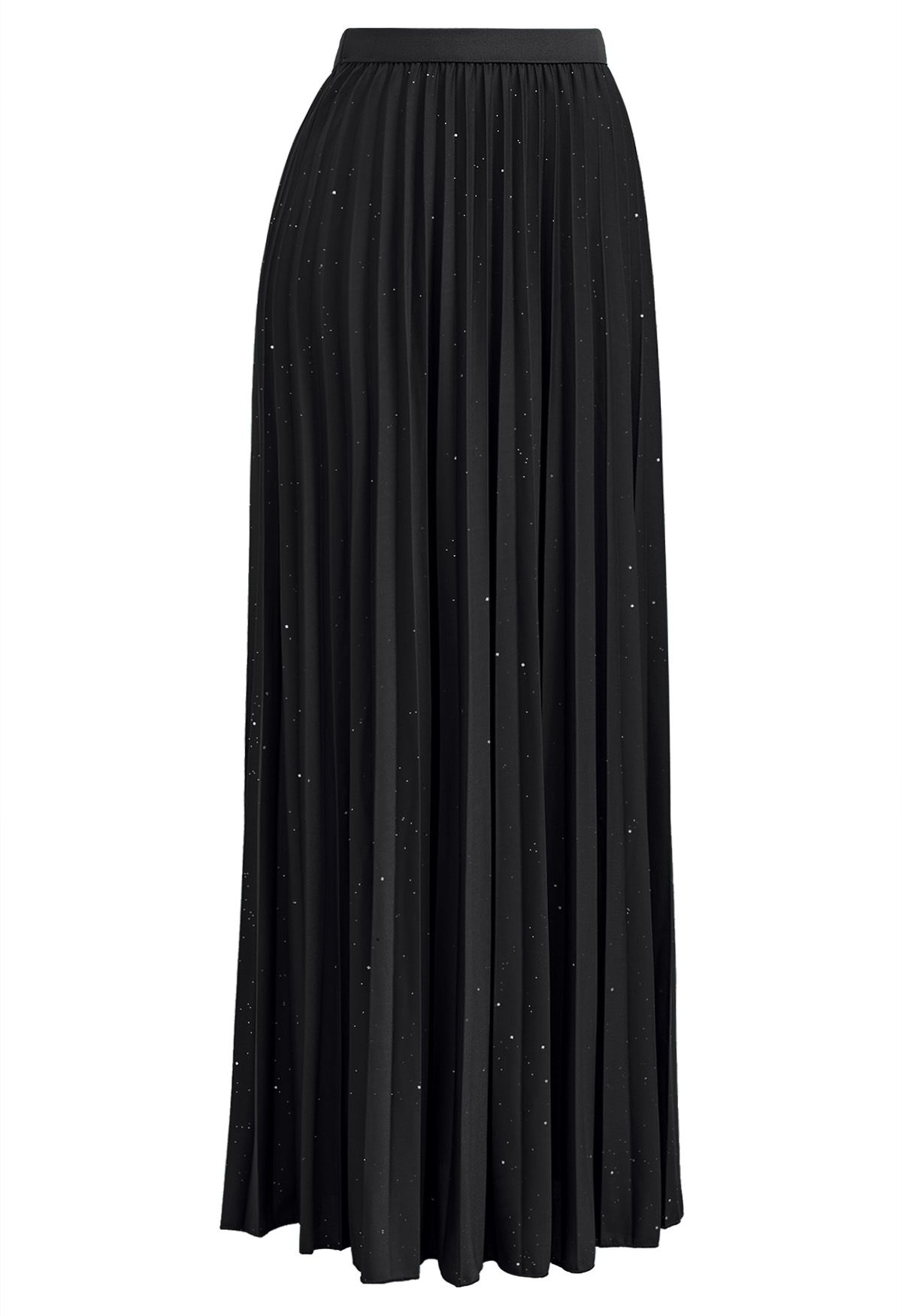 Twinkling Night Pleated Maxi Skirt in Black