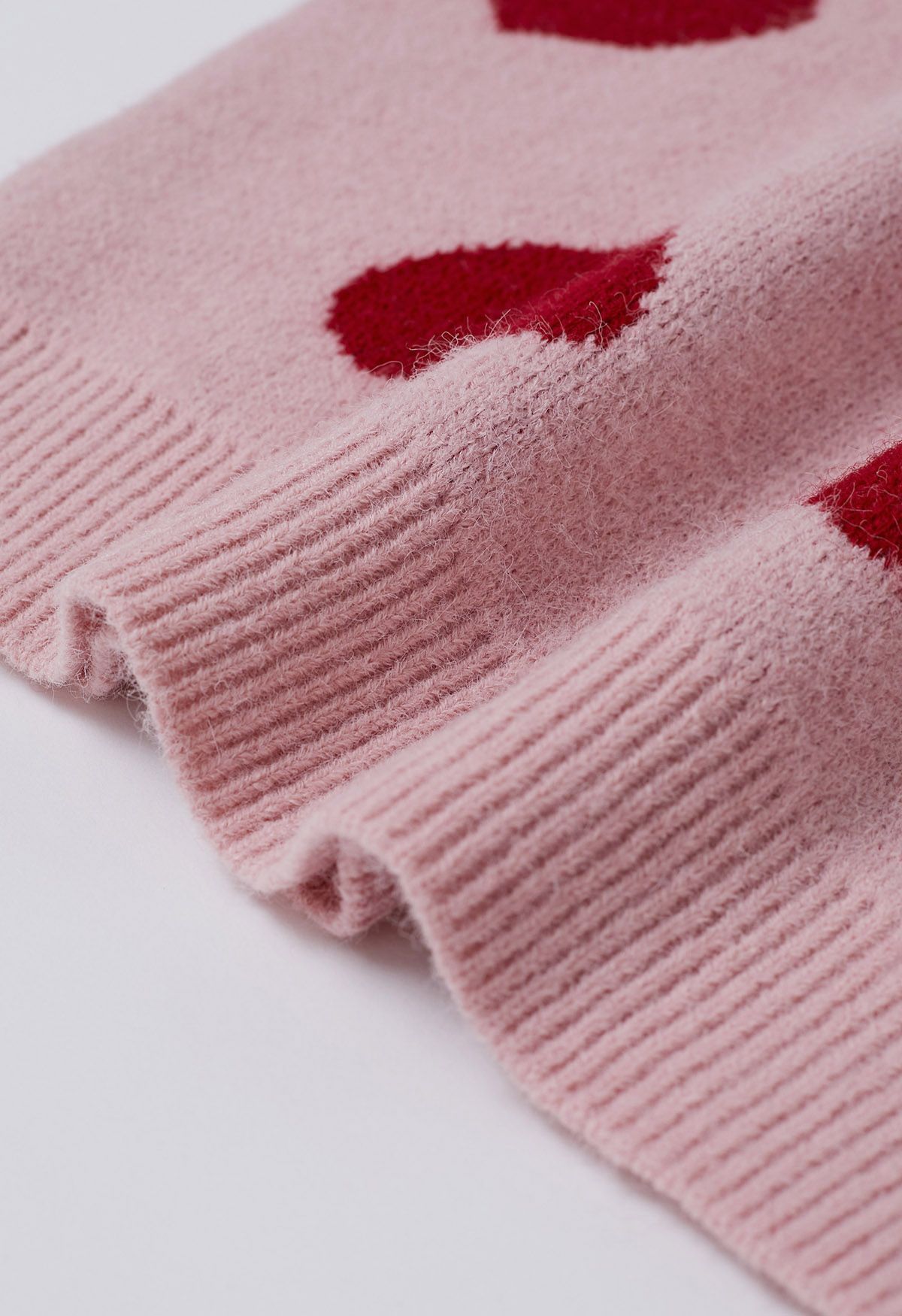 Cherished Heart Puff Sleeves Knit Sweater in Dusty Pink