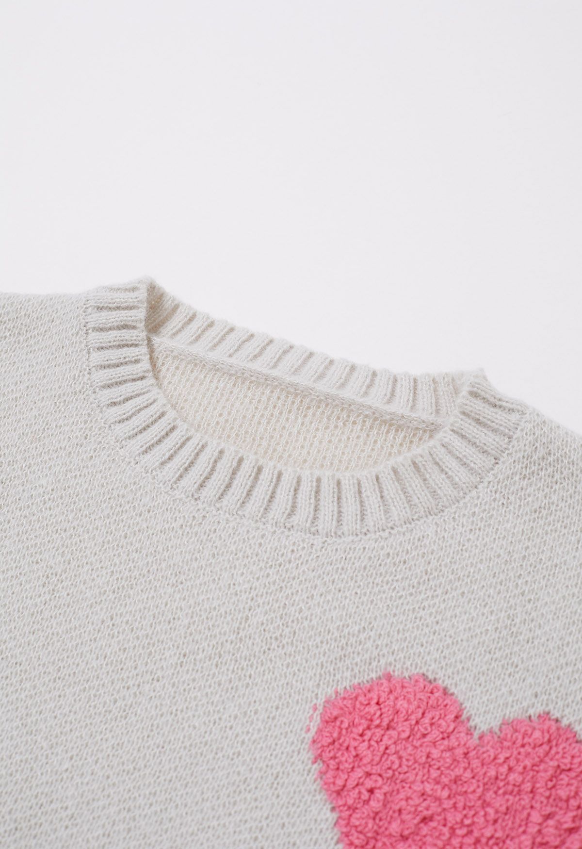 Only Love Crew Neck Jacquard Knit Sweater