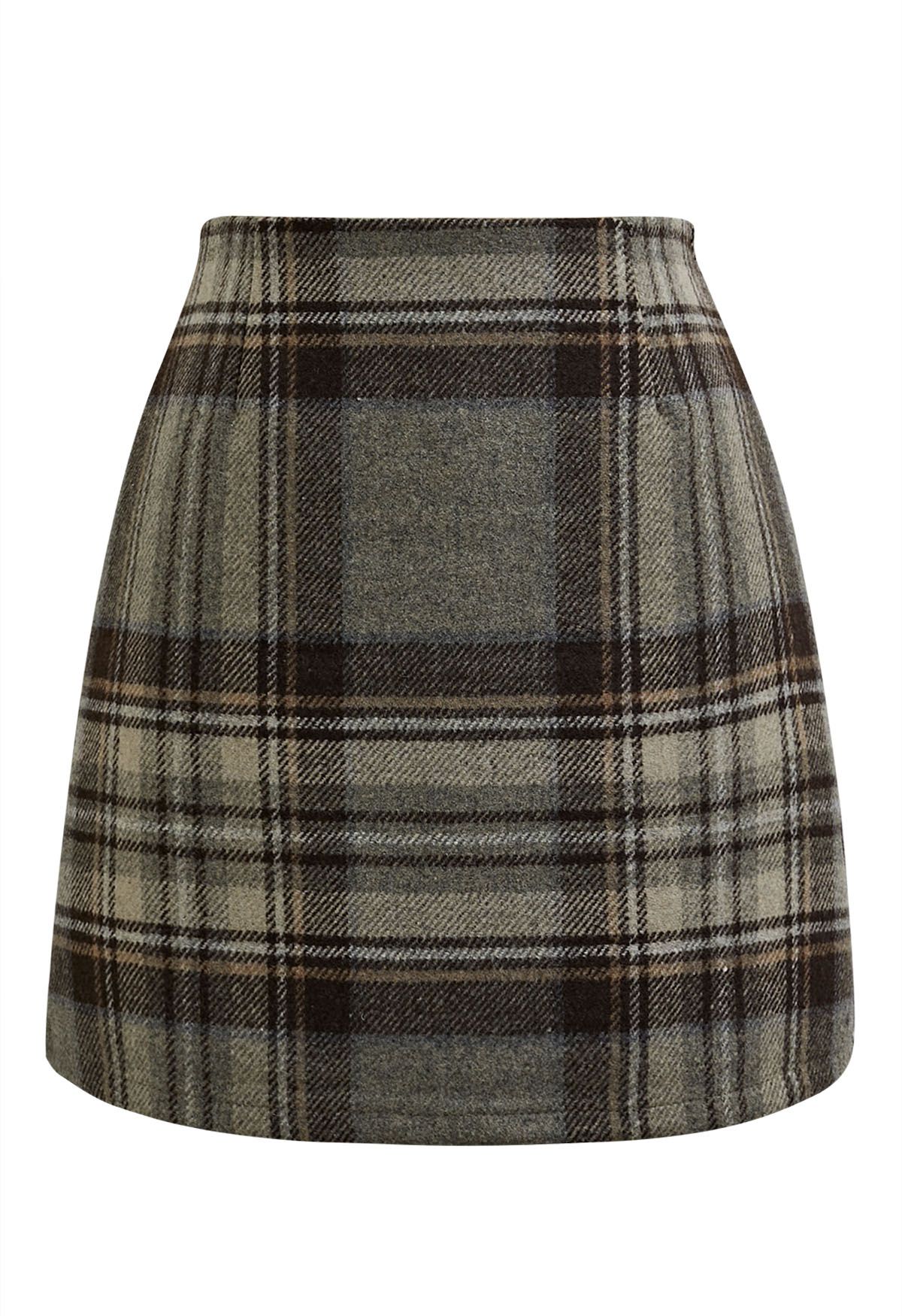 Retro Chic Plaid Mini Bud Skirt in Sage