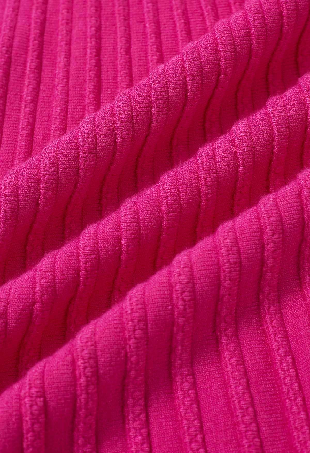 Gentle Touch Ribbed Knit Maxi Skirt in Hot Pink