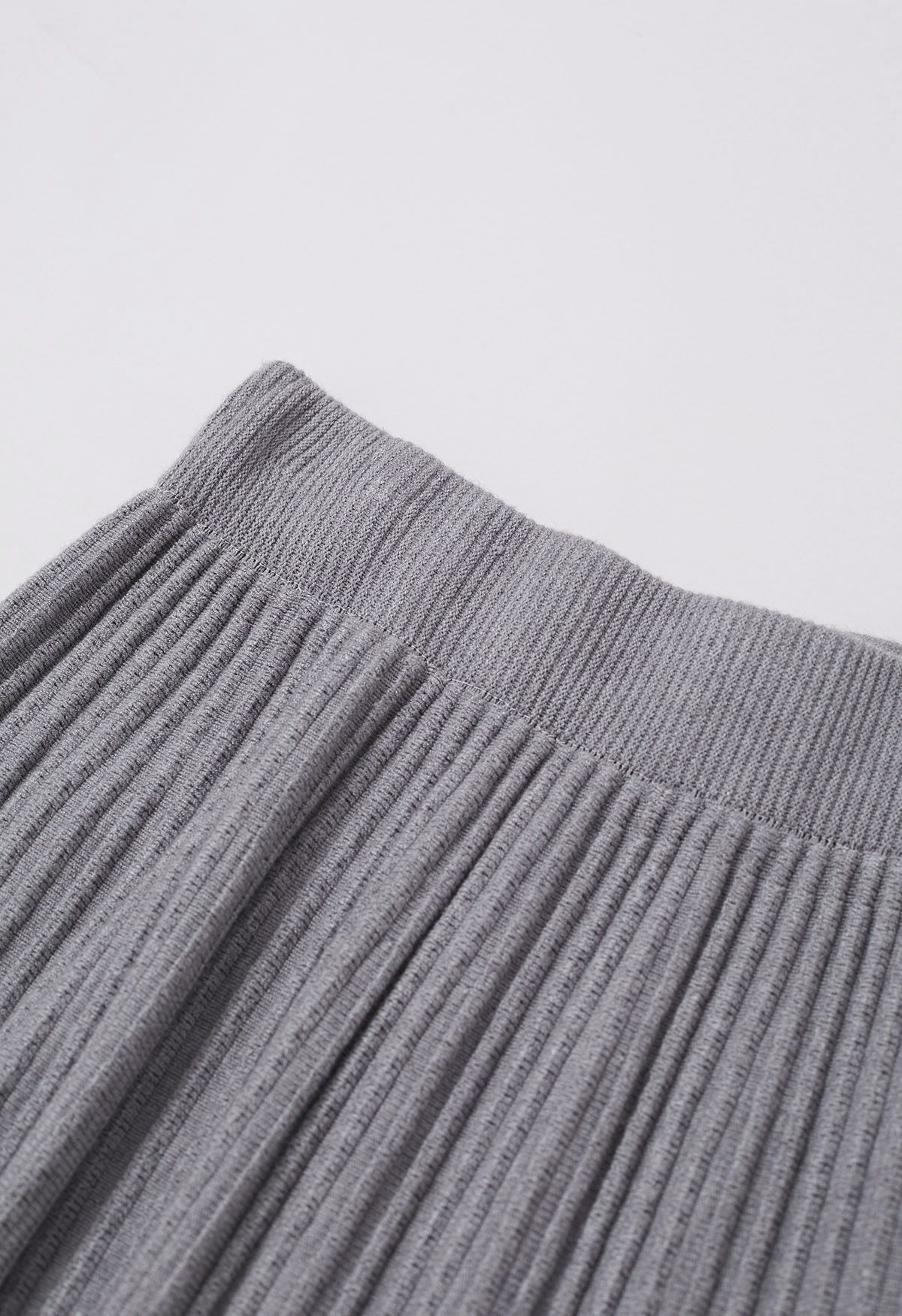 Gentle Touch Ribbed Knit Maxi Skirt in Grey