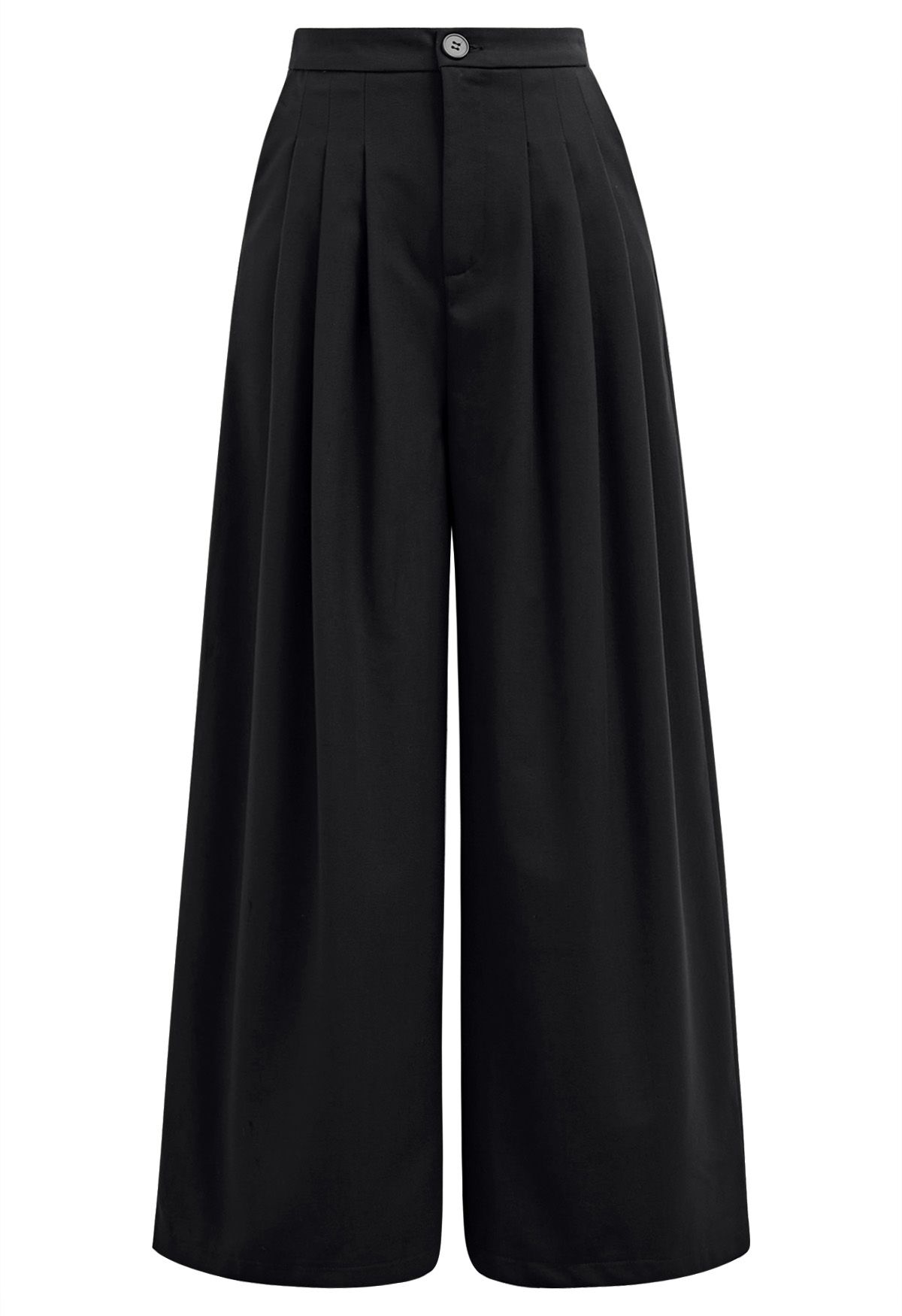 Modern Look Side Pocket Pleats Palazzo Pants in Black