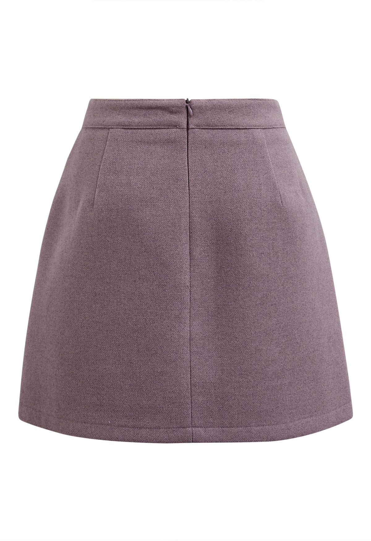 Retro Button Patch Pockets Mini Bud Skirt in Lilac