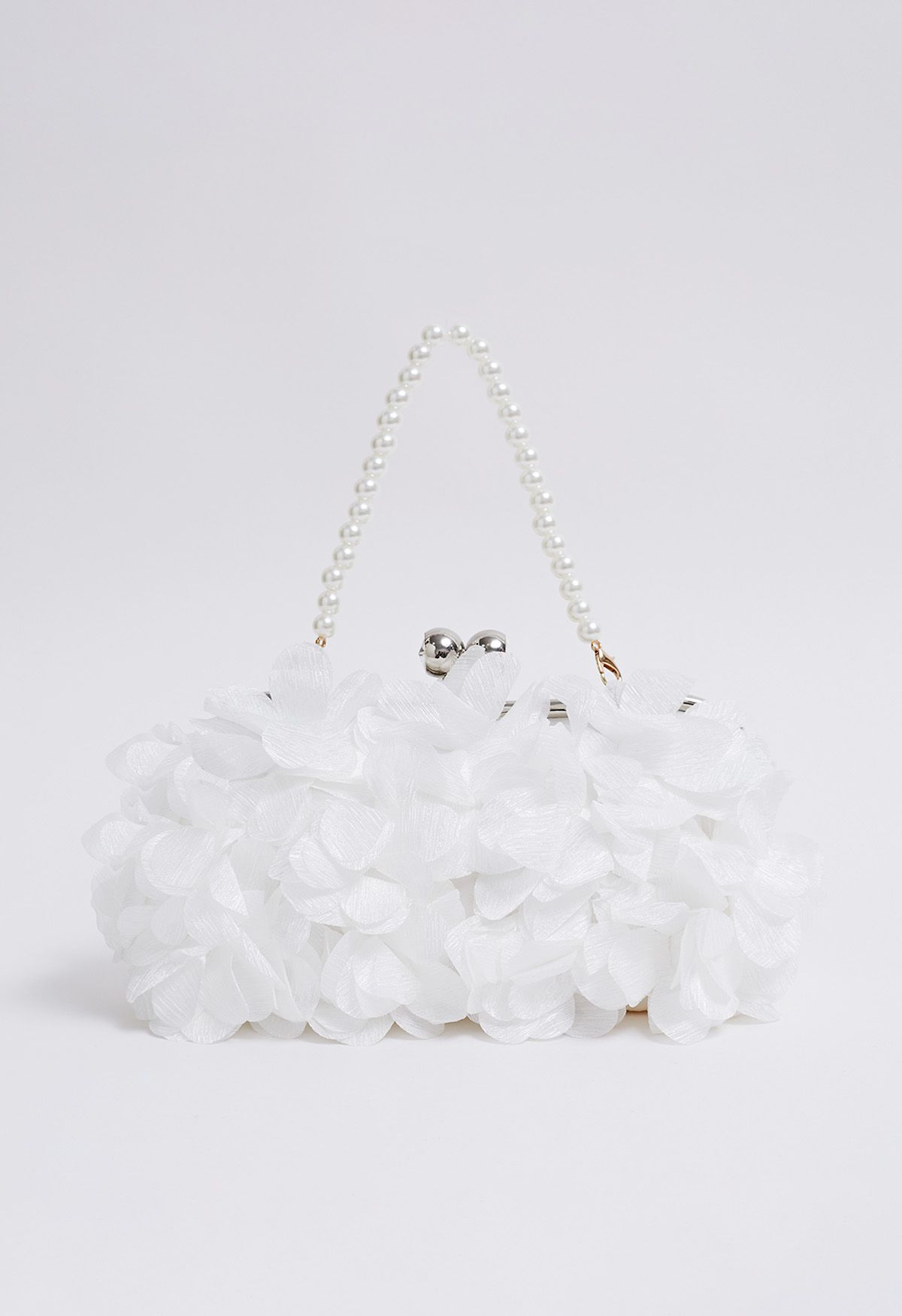 Bloom-Inspired Pearl Chain Handbag in White