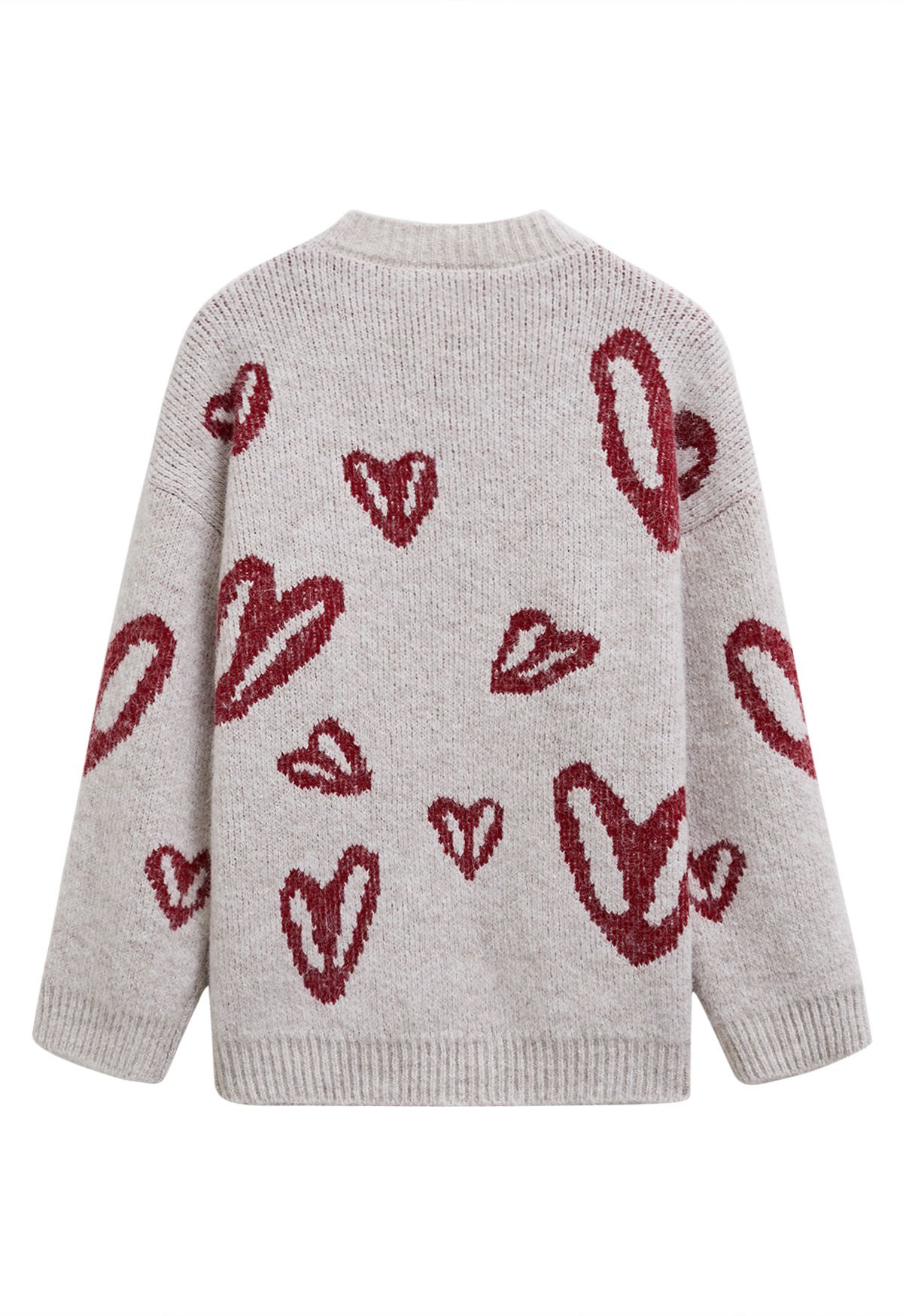 Graffiti Heart Crew Neck Knit Sweater